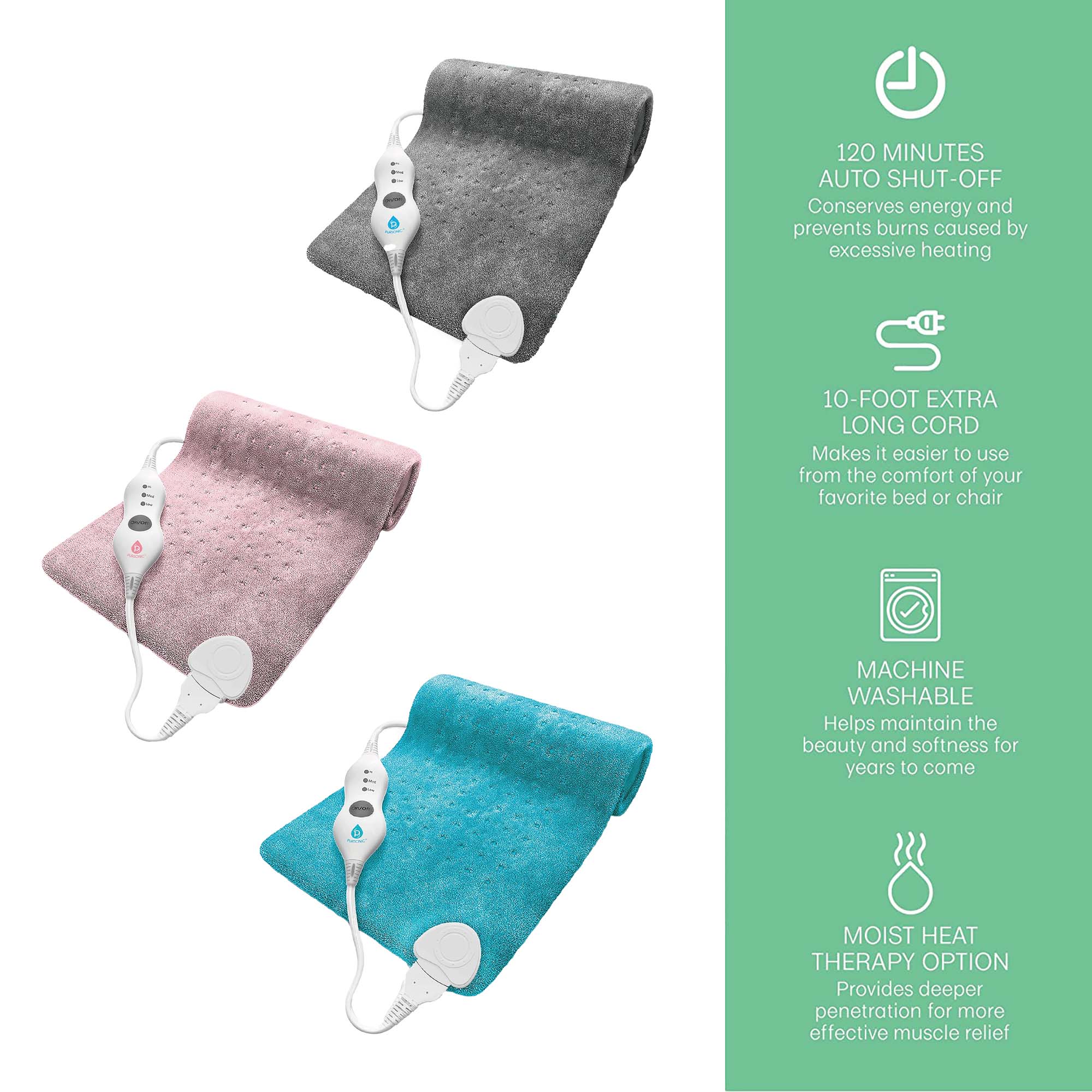 Pursonic Comfort Trio Heating Pad Set